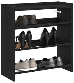 Ράφι παπουτσιών Μαύρο 60x25x62 cm Κατασκευασμένο ξύλο - Μαύρο