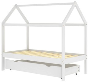 Πλαίσιο Κρεβατιού Παιδικό Τύπου Montessori  με Συρτάρι Λευκό 80x160εκ Ξύλο Πεύκου - Λευκό