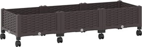vidaXL Κήπος Γλαστράκι με Ροδάκια Καφέ 120 x 40 x 29 εκ PP