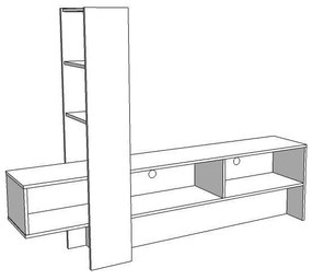 Έπιπλο Τηλεόρασης Orense Artisan Oak - Μαύρο 185x36x138 εκ.