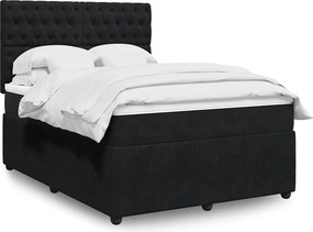 vidaXL Κρεβάτι Boxspring με Στρώμα Μαύρο 140x190 εκ. Βελούδινο