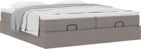 vidaXL Οθωμανικό κρεβάτι με στρώματα Taupe 160x200cm ύφασμα