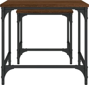 vidaXL Τραπεζάκια Ζιγκόν 2 τεμ. Καφέ Δρυς από Επεξεργασμένο Ξύλο