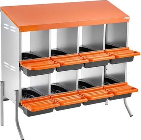 VEVOR Chicken Nesting Boxes, 8 Compartments, with Support Legs, Easy Egg Collection, Galvanized Steel and High-Strength Plastic, Roll Away Nesting Boxes for Chickens and Hens Laying Eggs, Orange