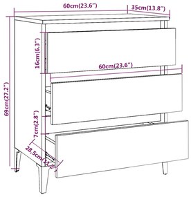 Συρταριέρα Γκρι Sonoma 60 x 35 x 69 εκ. από Επεξεργασμένο Ξύλο - Γκρι