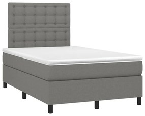 vidaXL Κρεβάτι Boxspring με Στρώμα Σκούρο Γκρι 120x200 εκ. Υφασμάτινο