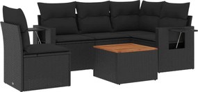 vidaXL Patio Sofa Set 6-θέσια Black