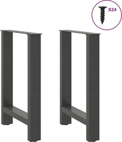 vidaXL Πόδια Τραπεζαρίας Ανθρακί 2 τεμ. 50x(72-73) εκ. Ατσάλι