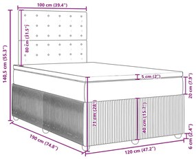 Κρεβάτι Boxspring με Στρώμα Σκούρο Μπλε 120x190 εκ. Βελούδινο - Μπλε