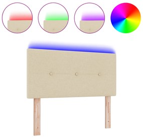vidaXL LED Κεφαλάρι με Διακόσμηση Από Κουμπιά Κρεμ 100 εκ Υφάσματος
