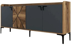 Μπουφές Venedik 845HCT5308 180x35x78cm Walnut-Anthracite Particle Board, Melamine