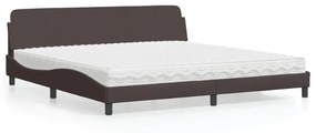 vidaXL Κρεβάτι με Στρώμα Σκούρο Καφέ 200x200 εκ. Υφασμάτινο