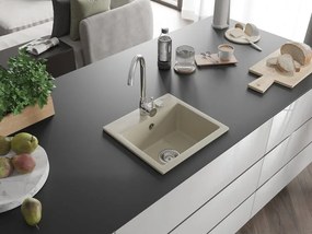 Mexen Milo νεροχύτης γρανίτης 1-διαμερίσματος 435 x 410 mm, μπεζ, σιφόνι χρώμιο