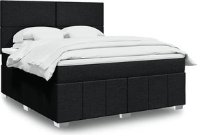 vidaXL Κρεβάτι Boxspring με Στρώμα Μαύρο 180x200 εκ. Υφασμάτινο