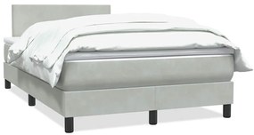 Κρεβάτι Boxspring με Στρώμα Ανοιχτό Γκρι 120x220 εκ. Βελούδινο - Γκρι