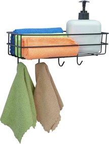 Επιτοίχιο Μεταλλικό Ράφι 28x10x11cm Άσπρο ή Μαύρο - Μαύρο