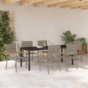 vidaXL Σετ Τραπεζαρίας Κήπου 7 Τεμαχίων Γκρι Συνθετικό Ρατάν