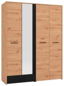 Wardrobe Varadero 4K1F1O Artisan Oak - Black 157.5x53x203.5 cm