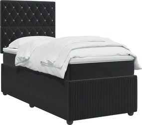 vidaXL Κρεβάτι box spring με στρώμα Μαύρο 80 x 200 cm Βελούδο