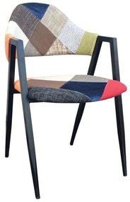 Πολυθρόνα Delta Μεταλλική Μαύρη/Ύφ.Patchwork Συσκ.6τμχ 50x55x80cm