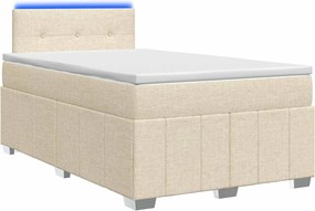 vidaXL Κρεβάτι box spring με στρώμα Κρεμ 120 x 190 cm Ύφασμα