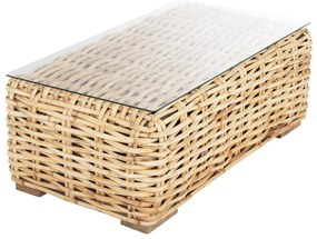 ΤΡΑΠΕΖΙ ΣΑΛΟΝΙΟΥ ΕΞ.ΧΩΡΟΥ TROPEL  ΞΥΛΟ MANGO-ΦΥΣΙΚΟ RATTAN-ΓΥΑΛΙ ΑΣΦΑΛΕΙΑΣ 110x60x40Υεκ.