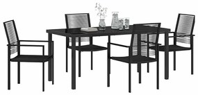 vidaXL Σέτ φαγητού για κήπο 5 pcs Μαύρο PVC ρατάν