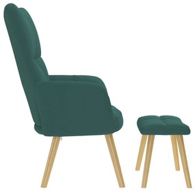 vidaXL Πολυθρόνα Relax Σκούρο Πράσινο Υφασμάτινη με Υποπόδιο