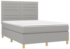 Κρεβάτι Boxspring με Στρώμα &amp; LED Αν.Γκρι 140x190εκ. Υφασμάτινο - Γκρι