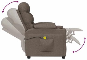 vidaXL Πολυθρόνα Μασάζ Taupe Υφασμάτινη