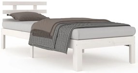 vidaXL Πλαίσιο Κρεβατιού Λευκό 75x190 εκ. Μασίφ Ξύλο Small Single