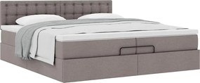 vidaXL Οθωμανικό κρεβάτι με στρώμα Taupe 200x200 cm Ύφασμα