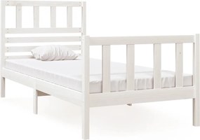 vidaXL Πλαίσιο Κρεβατιού Λευκό 75x190 εκ. Μασίφ Ξύλο Small Single
