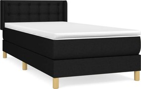 vidaXL Κρεβάτι Boxspring με Στρώμα Μαύρο 90x200 εκ. Υφασμάτινο
