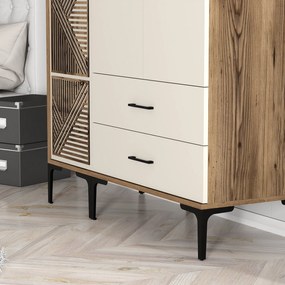 Τριφυλλη Ντουλαπα Καρυδια/Κρεμ SOLANO 47.5x120x201.4