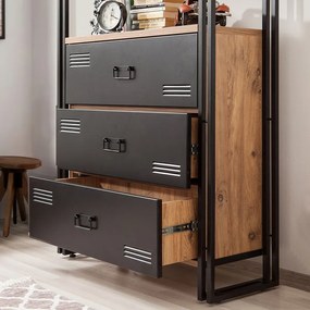 Βιβλιοθήκη Atlas Megapap χρώμα antlantic pine - μαύρο 90x35x180εκ.