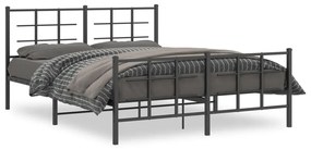 Πλαίσιο Κρεβατιού με Κεφαλάρι&amp;Ποδαρικό Μαύρο 160x200εκ. Μέταλλο