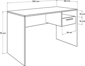 Γραφείο εργασίας Concept Megapap χρώμα λευκό 120x60x75εκ.