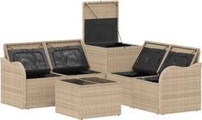 vidaXL Σετ Καναπέ 6 τμχ. Μπεζ και Κρέμ 55 x 55 x 37 εκ