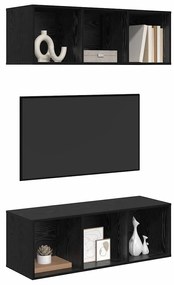 vidaXL Τοίχου ντουλάπες τηλεόρασης 2 pcs Μαύρη δρυς 37 x 37 x 107 εκ