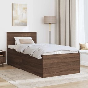 vidaXL Σκελετός Κρεβατιού Καφέ δρυς 75 x 190 cm Επεξεργασμένο ξύλο