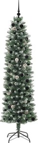 vidaXL Τεχνητό Λεπτό Χριστουγεννιάτικο Δέντρο Πράσινο και Λευκό 210 cm