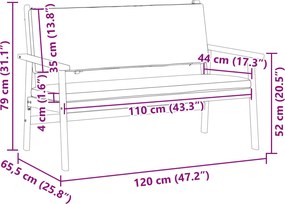 vidaXL Παγκάκι κήπου Ανθρακί Στερεό Ξύλο Ακακίας