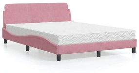 vidaXL Κρεβάτι με Στρώμα Ροζ 140x190 εκ. Βελούδινο