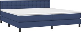 vidaXL Κρεβάτι Boxspring με Στρώμα Μπλε 200x200 εκ. Υφασμάτινο