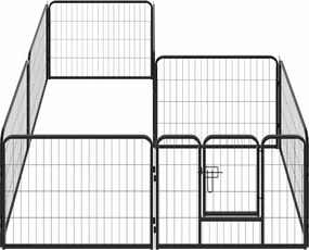 vidaXL Πάρκο Σκύλου με 8 Πάνελ Μαύρο 60 x 80 εκ. Ατσάλινο