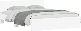 vidaXL Πλαίσιο Κρεβατιού με Κεφαλάρι/LED Λευκό 160x200 εκ.