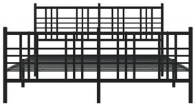vidaXL Πλαίσιο Κρεβατιού με Κεφαλάρι&Ποδαρικό Μαύρο 150x200εκ. Μέταλλο