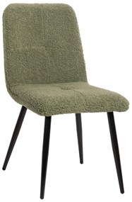 CHAIR SHELLY  TEDDY FABRIC IN PISTACHIO GREEN-BLACK METAL LEGS 48x64x87Hcm.