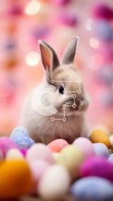 Σετ των 2 Intra Συλλεκτικό Ξύλινο Παζλ Plywood  4mm - Λευκό λαγουδάκι με πολύχρωμα πασχαλινά αυγά Σε Ξύλινο Κουτί - Διαστάσεις: 10x10 cm – 25 κομμάτια